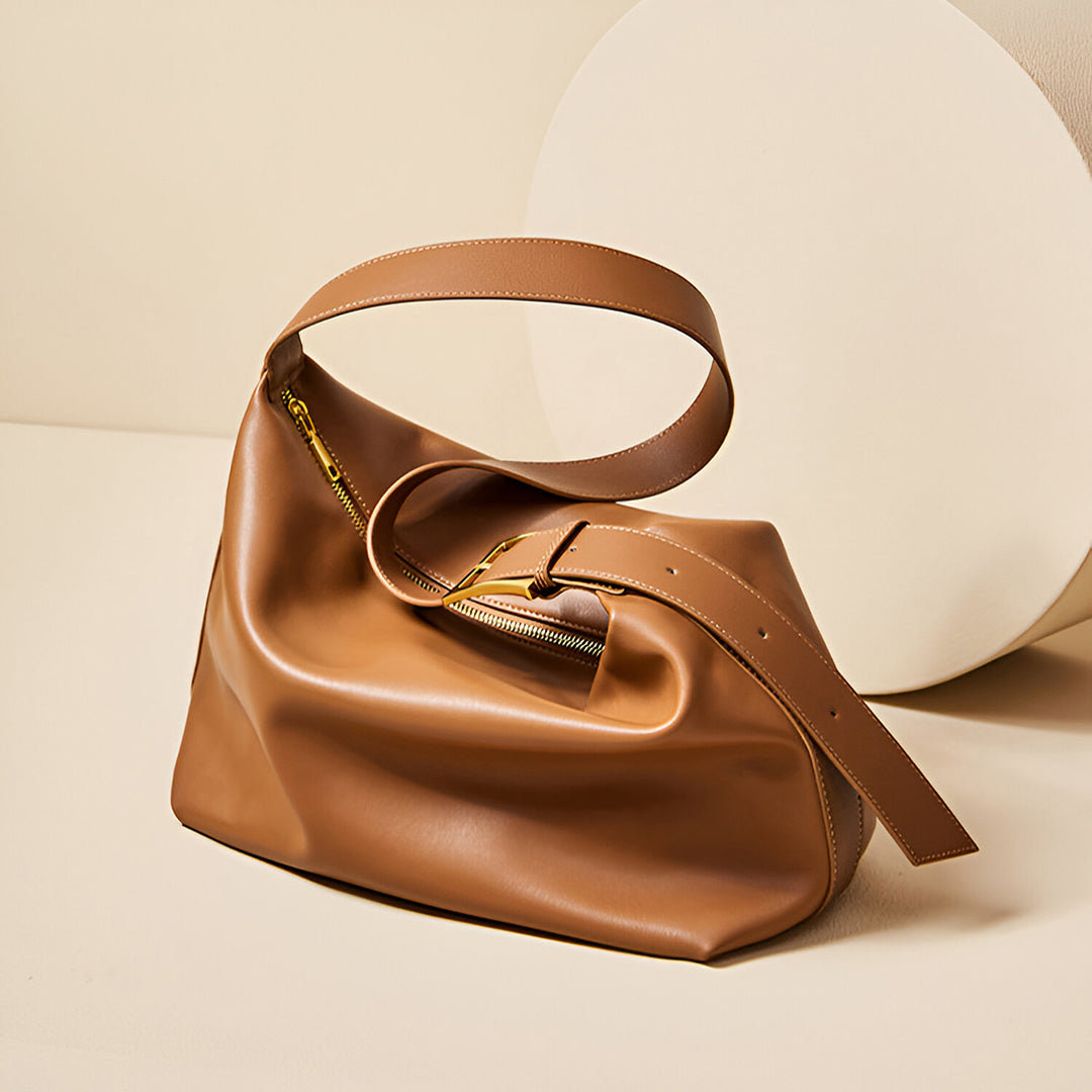 Sienna Soft Leather Shoulder Bag – Black