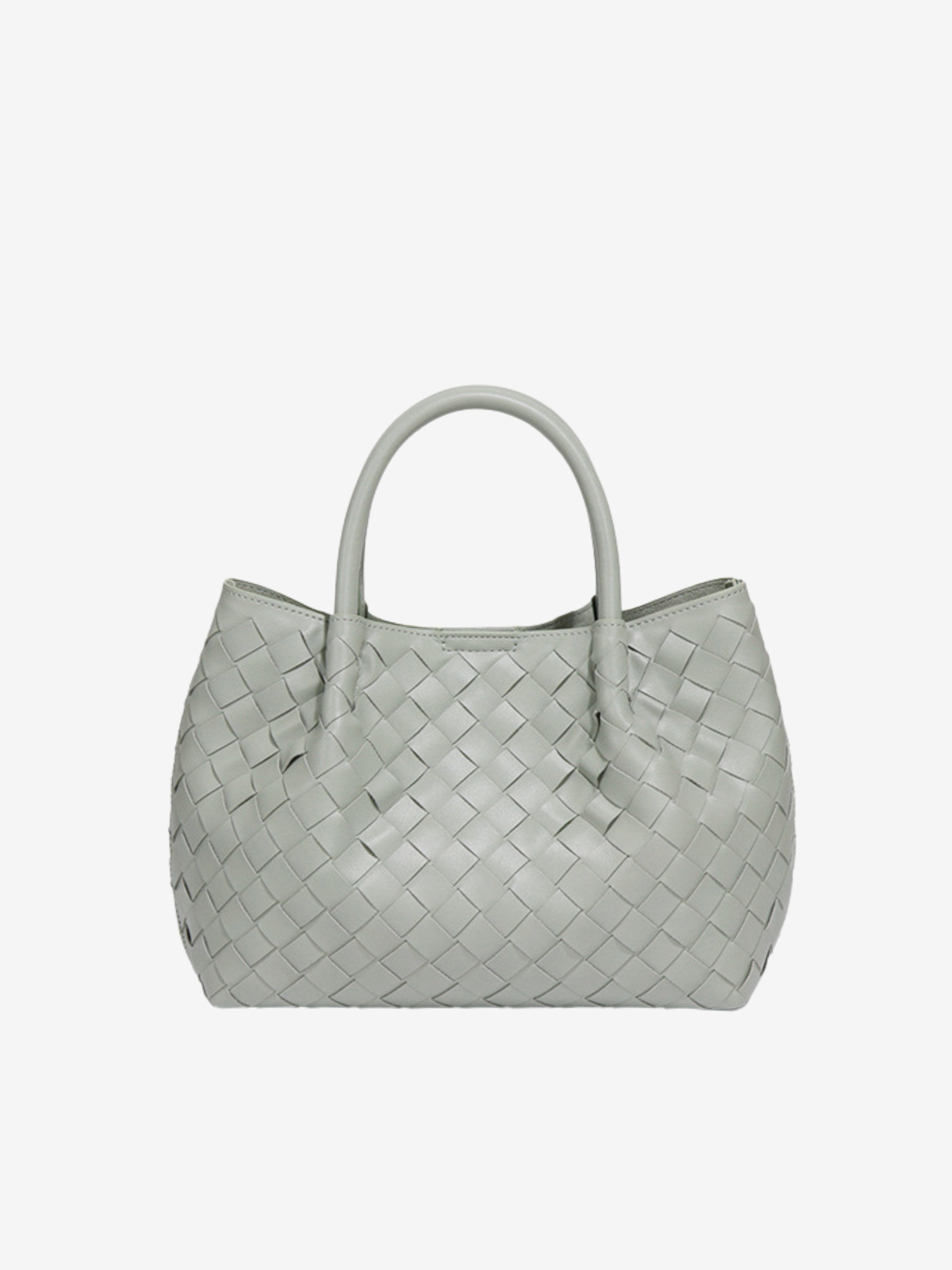 Elena Tragetasche aus gewebtem Leder – Hellgrau