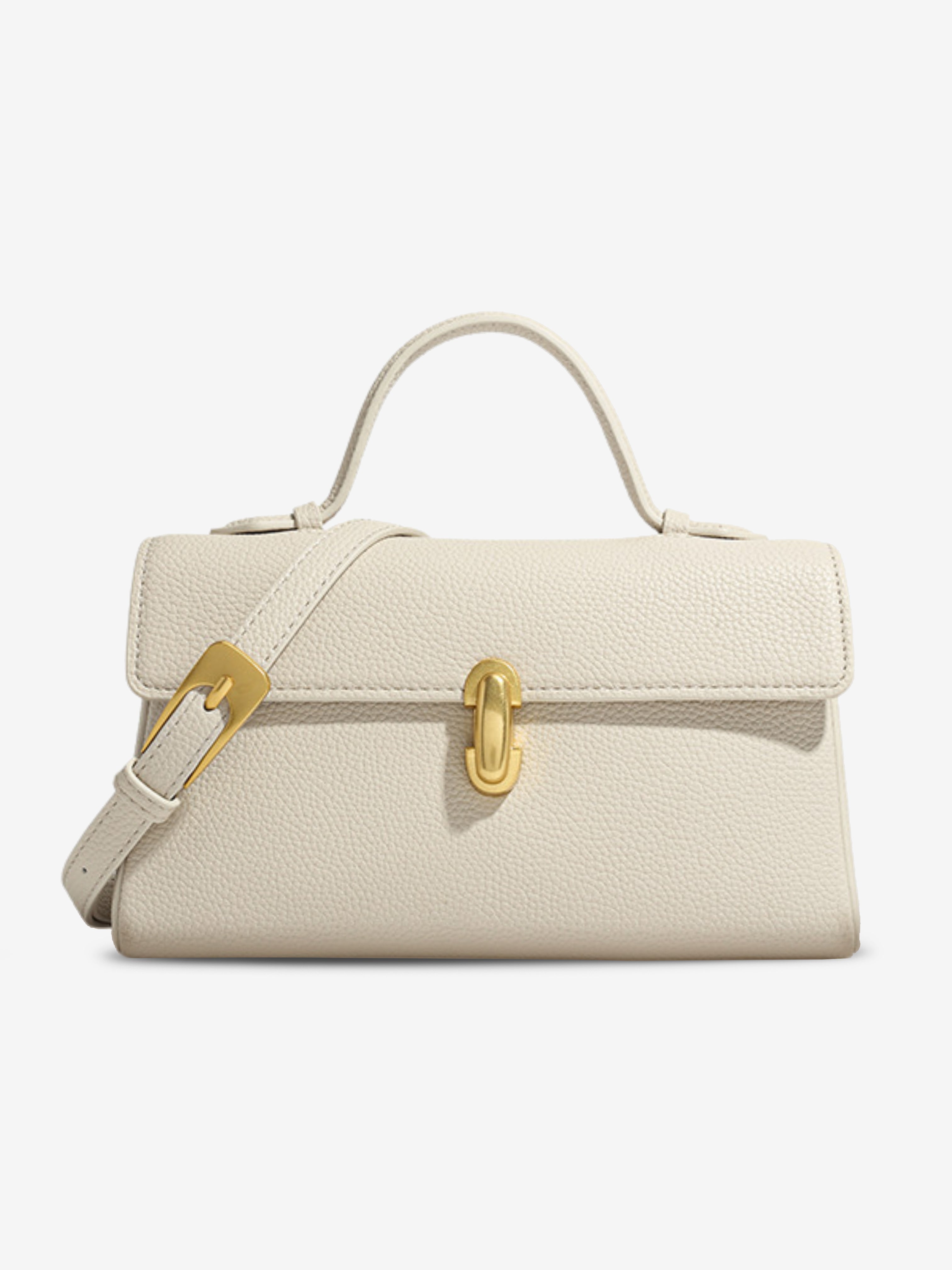 Elegant Cream Leather Shoulder Bag
