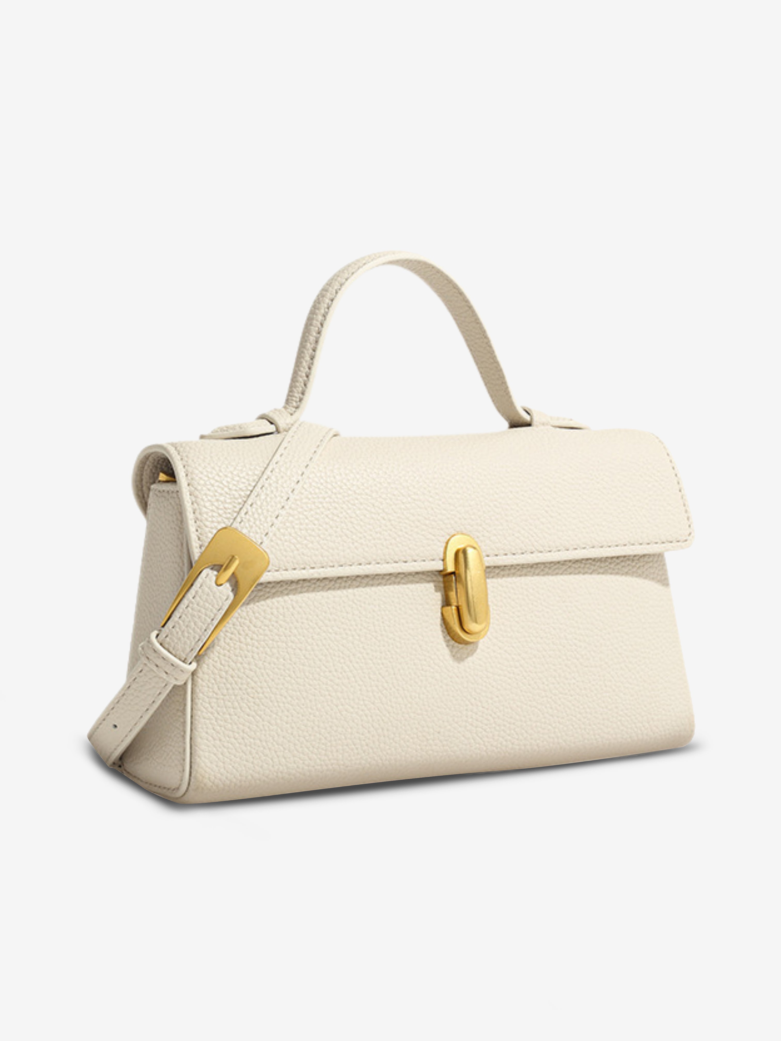 Elegant Cream Leather Shoulder Bag