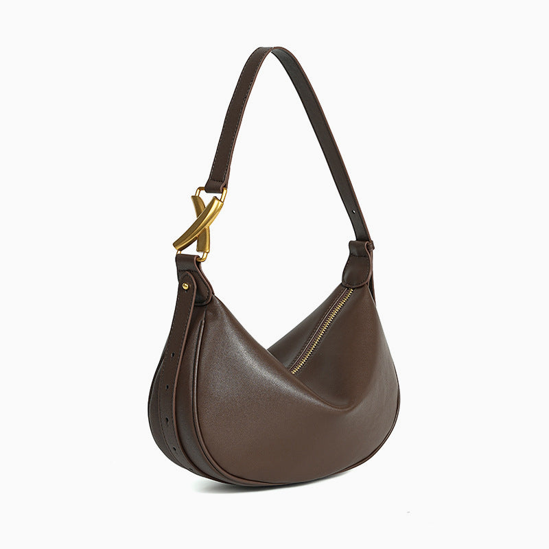 Aria Luxe Crescent Shoulder Bag – Black