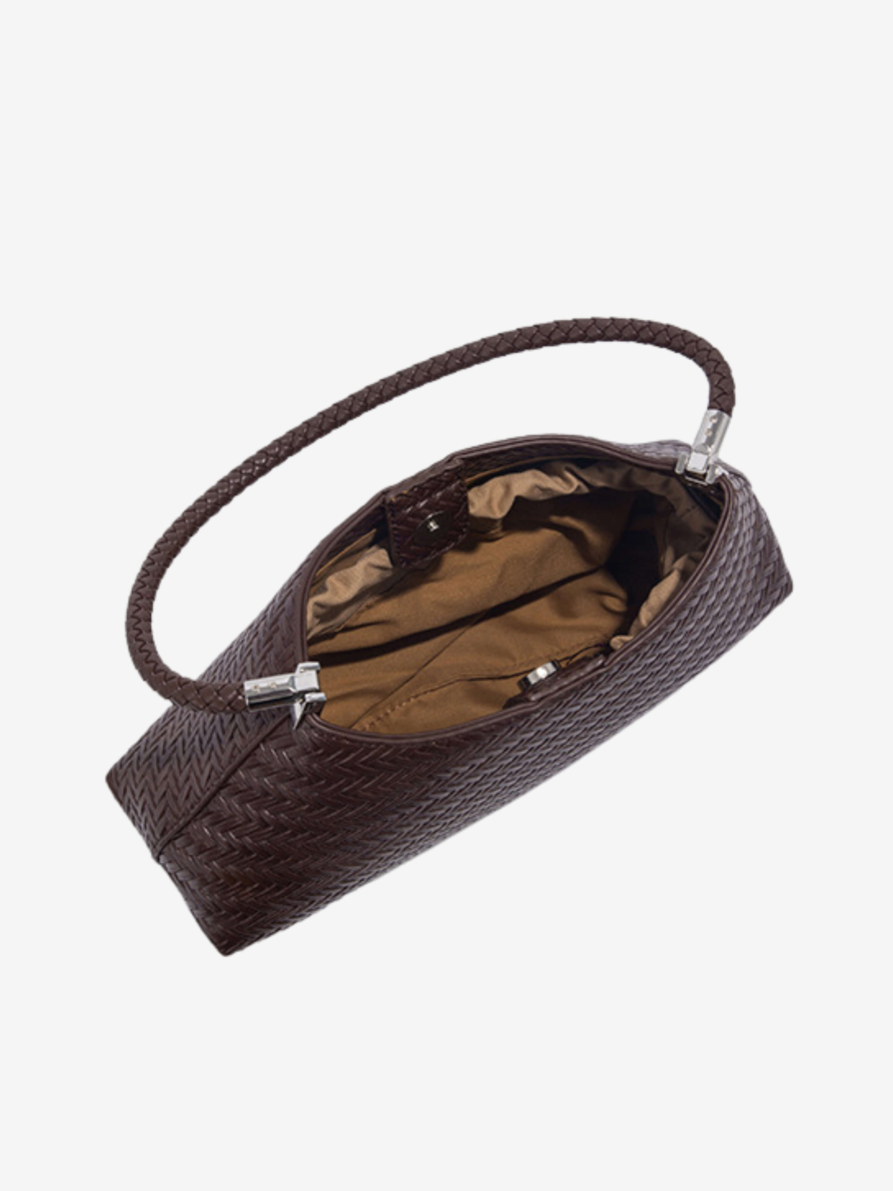 Elena – Woven Leather Shoulder Bag with Charm Details