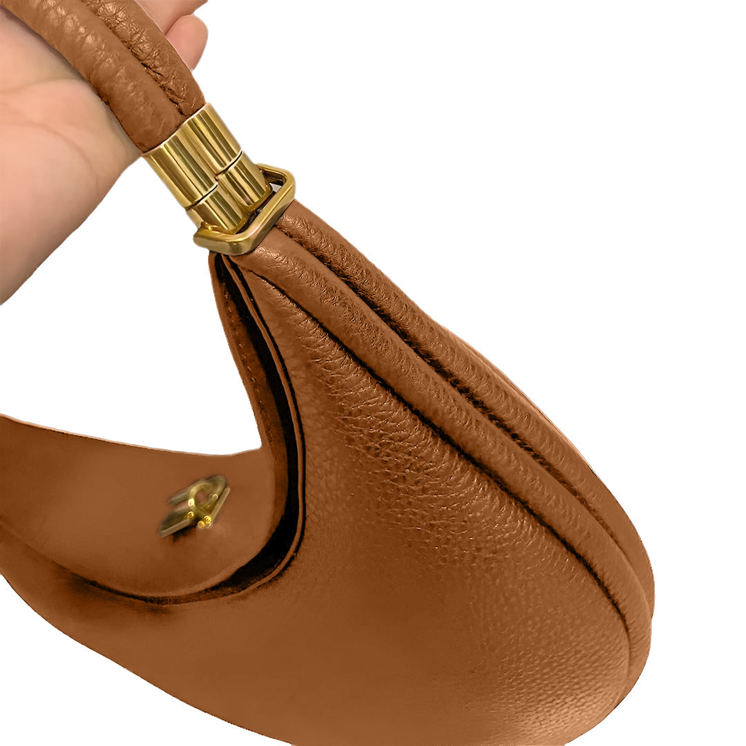 Elena Crescent Shoulder Bag – Caramel Tan