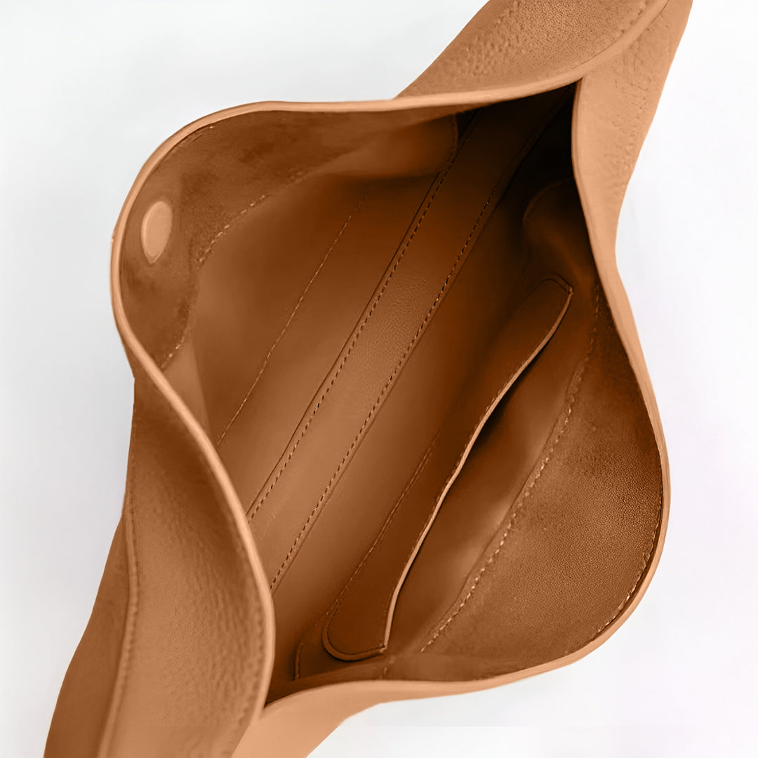 Elena Crescent Shoulder Bag – Caramel Tan