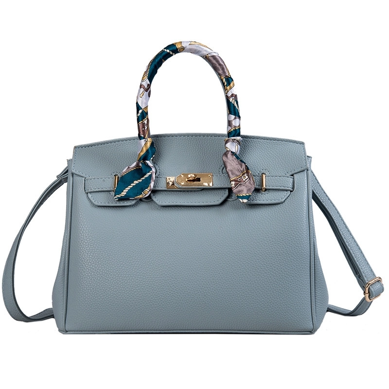 Adele Grey Satchel with Scarf Accent