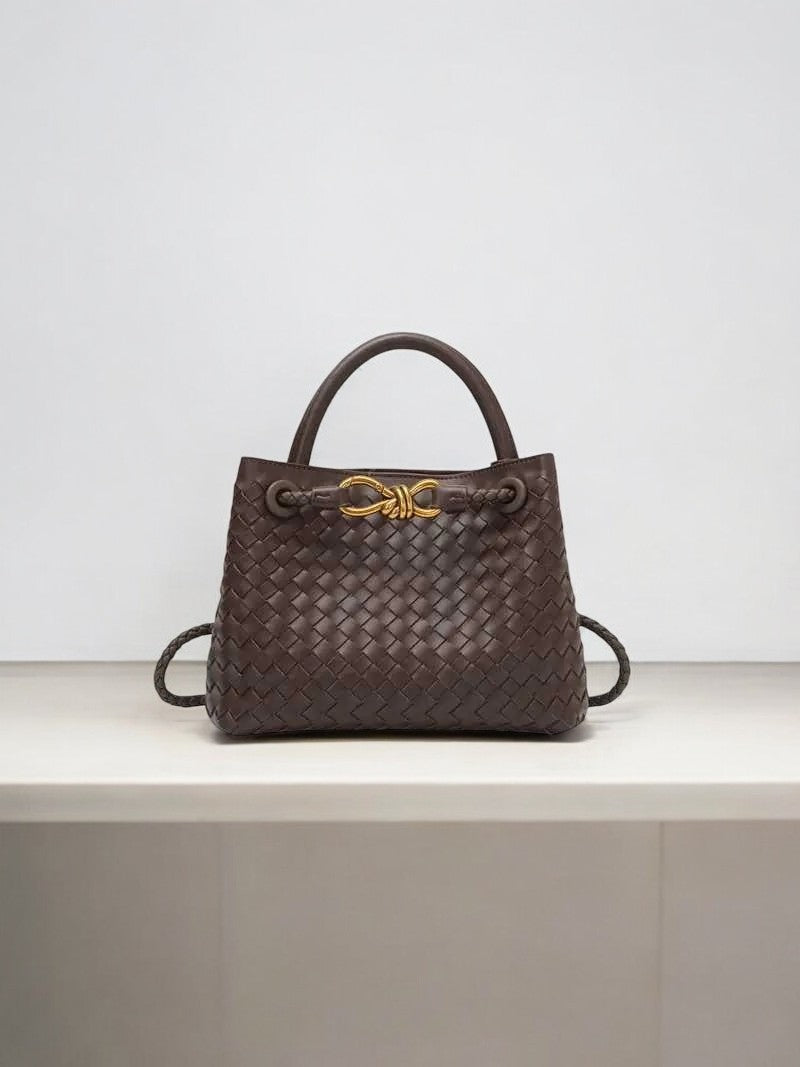 Alyn | Black Woven Mini Leather Tote Bag – Effortless Elegance & Timeless Appeal