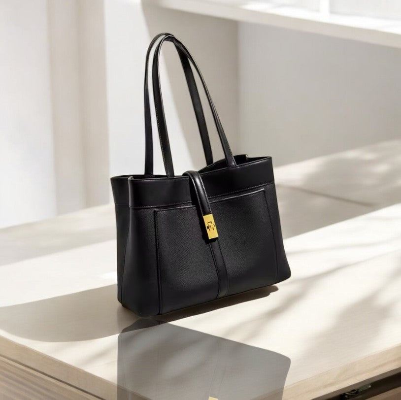 Two-Tone Canvas & Leather Tote Bag