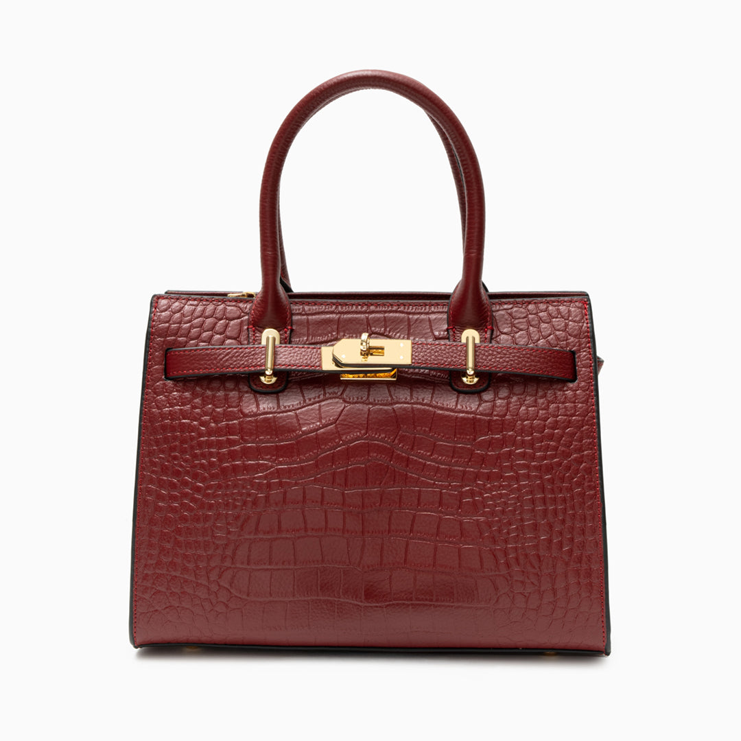 Adele Croc-Embossed Leather Tote Bag