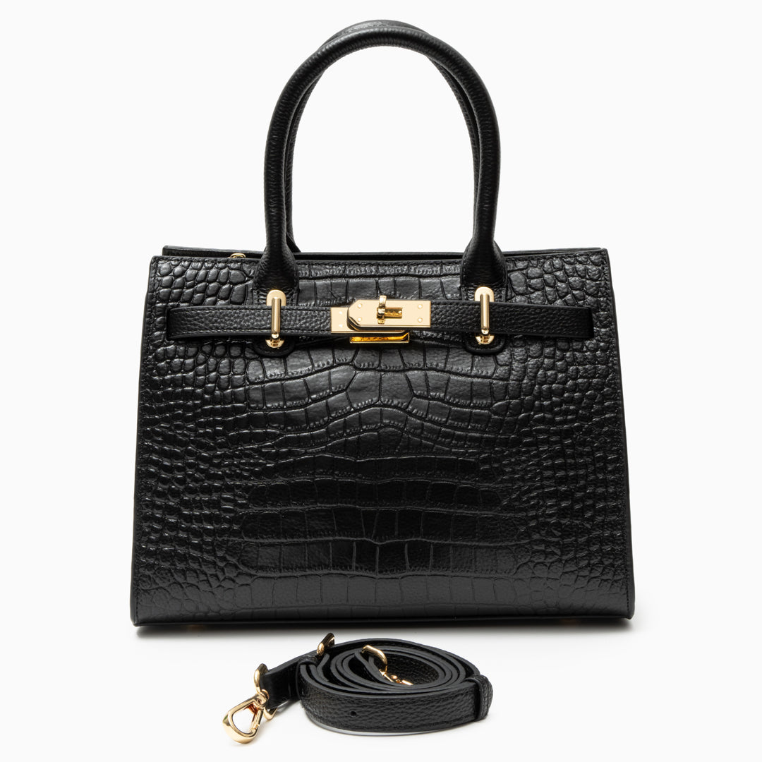Adele Croc-Embossed Leather Tote Bag