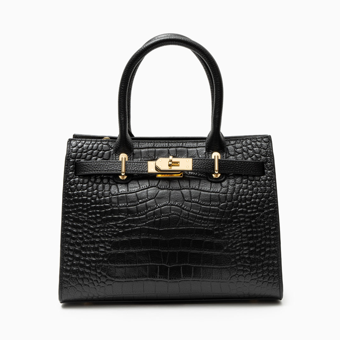 Adele Croc-Embossed Leather Tote Bag
