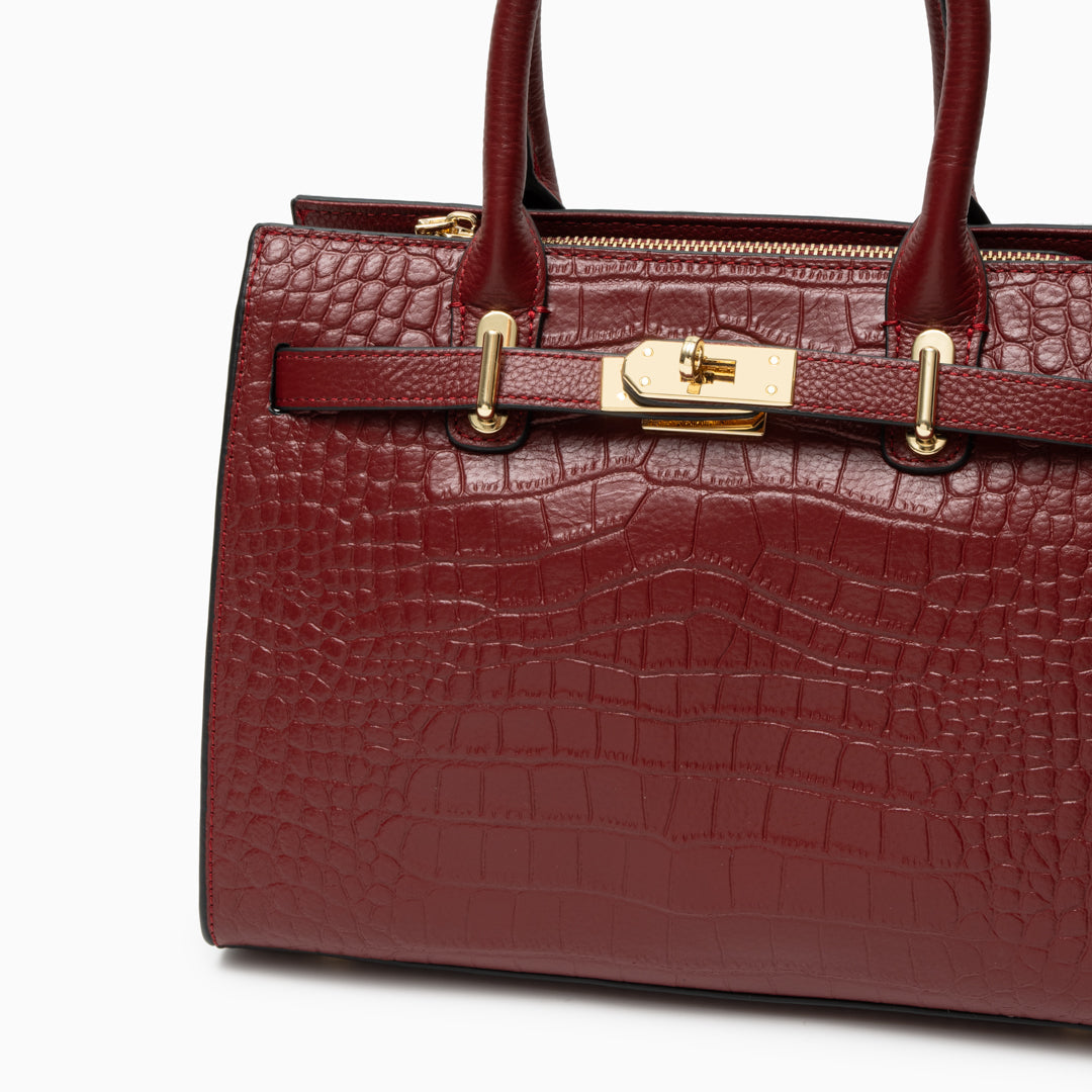 Adele Croc-Embossed Leather Tote Bag