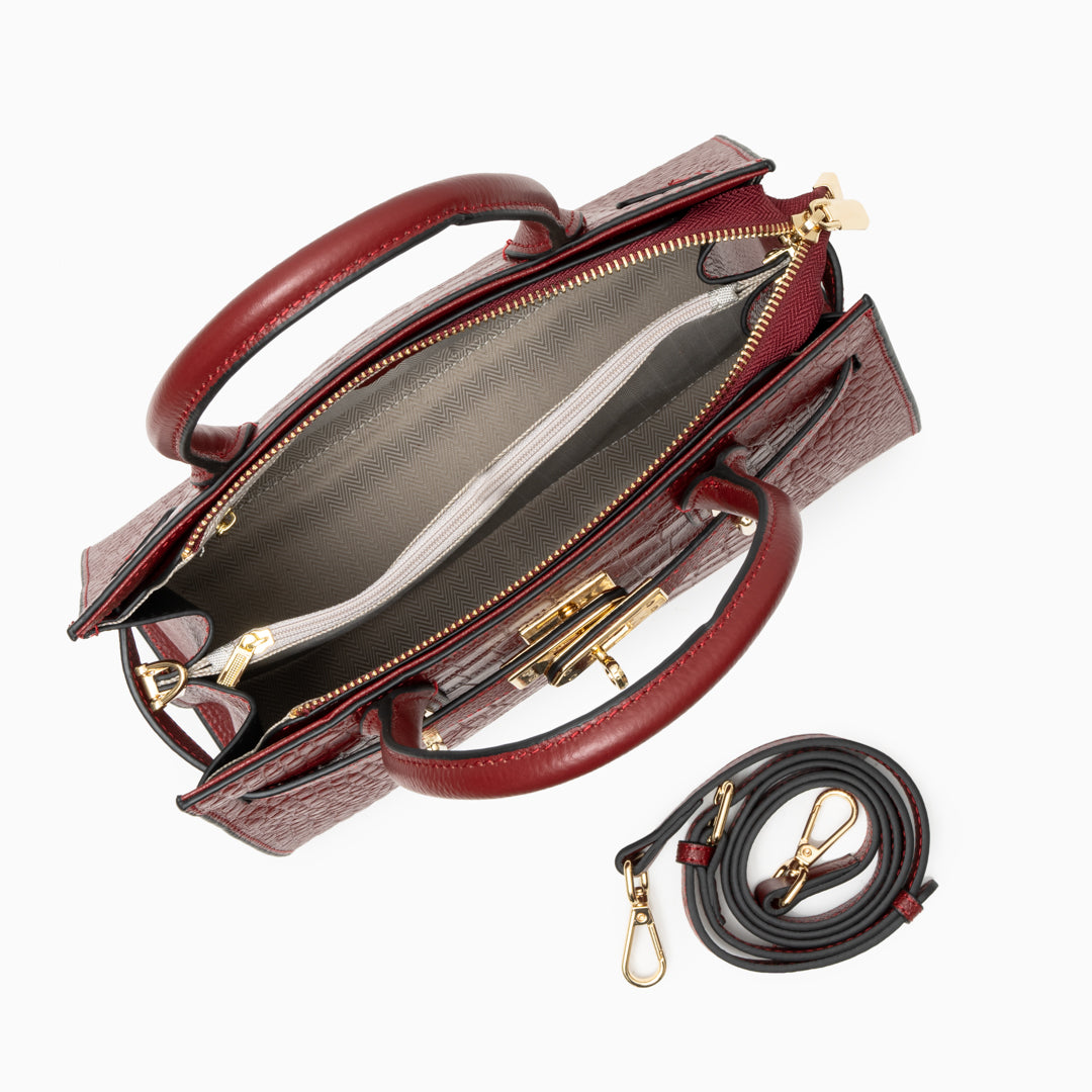 Adele Croc-Embossed Leather Tote Bag