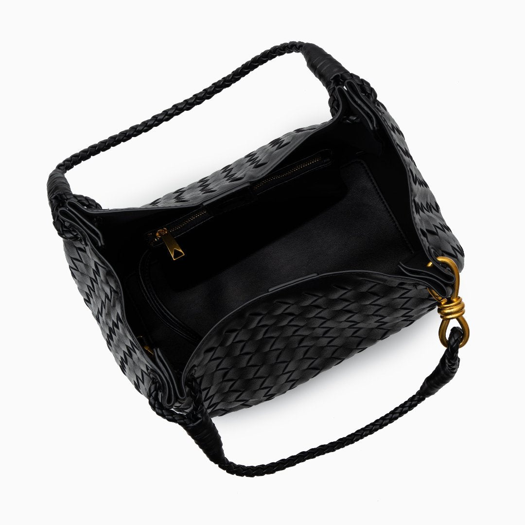 Serena Black Woven Tote Bag