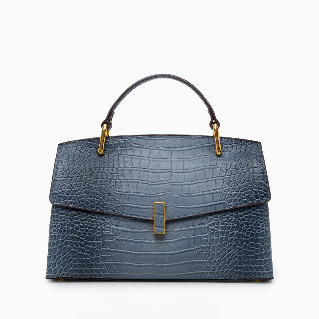 Serena Handtasche mit Krokodilprägung – Blaue Eleganz