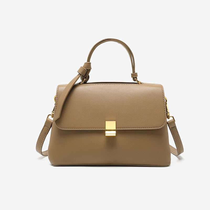 Elena Beige Trapeze Leather Handbag