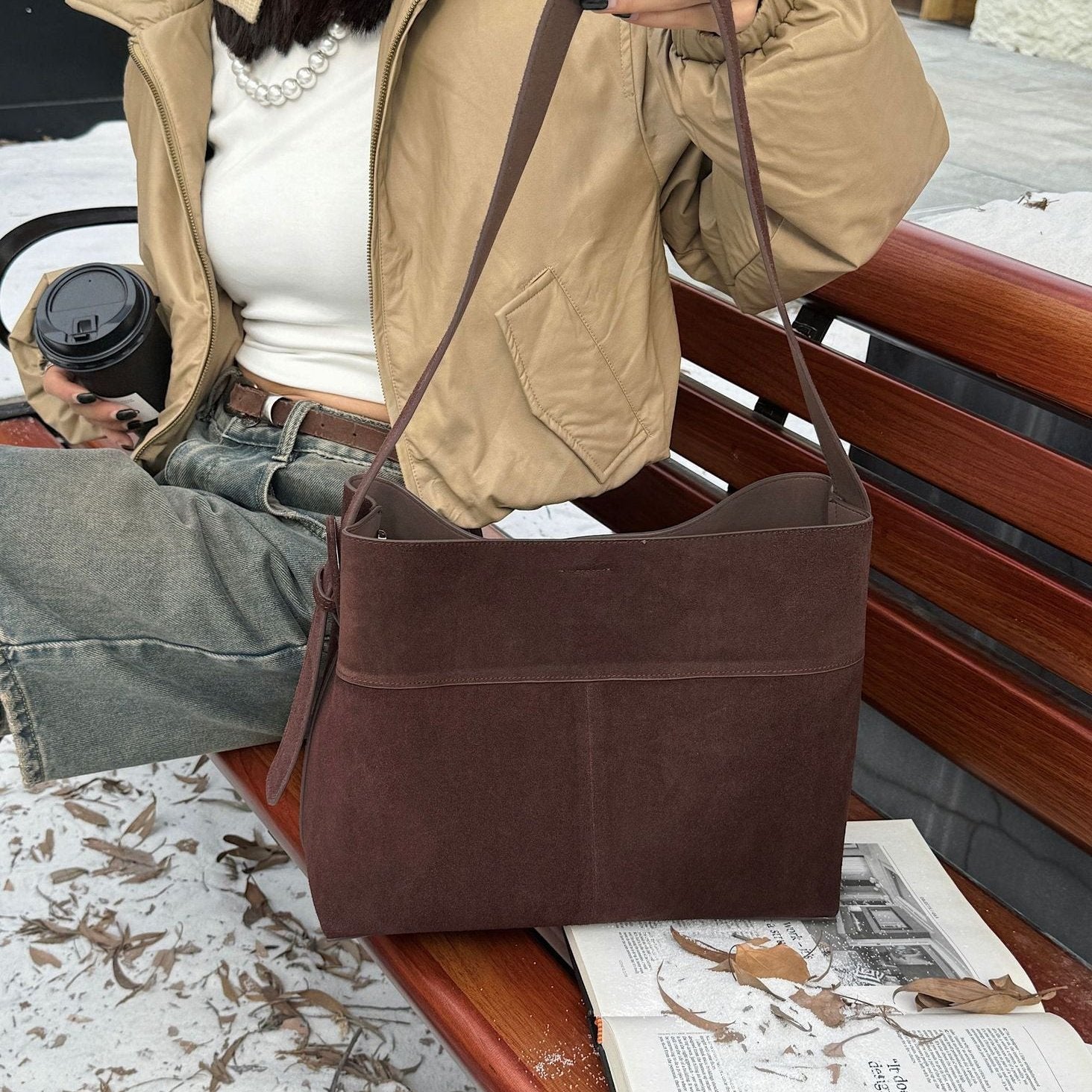 Sophia Luxe Suede Shoulder Bag