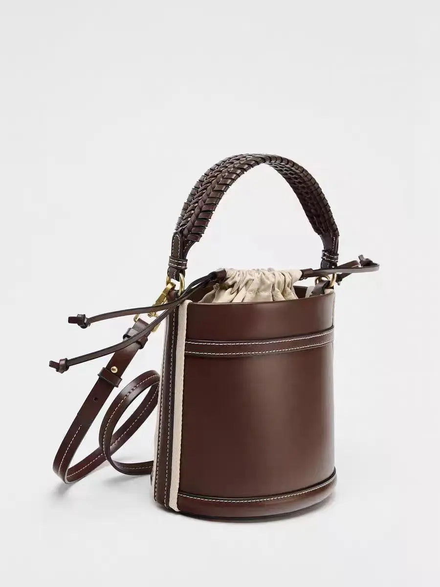 Elena Structured Leather Bucket Bag