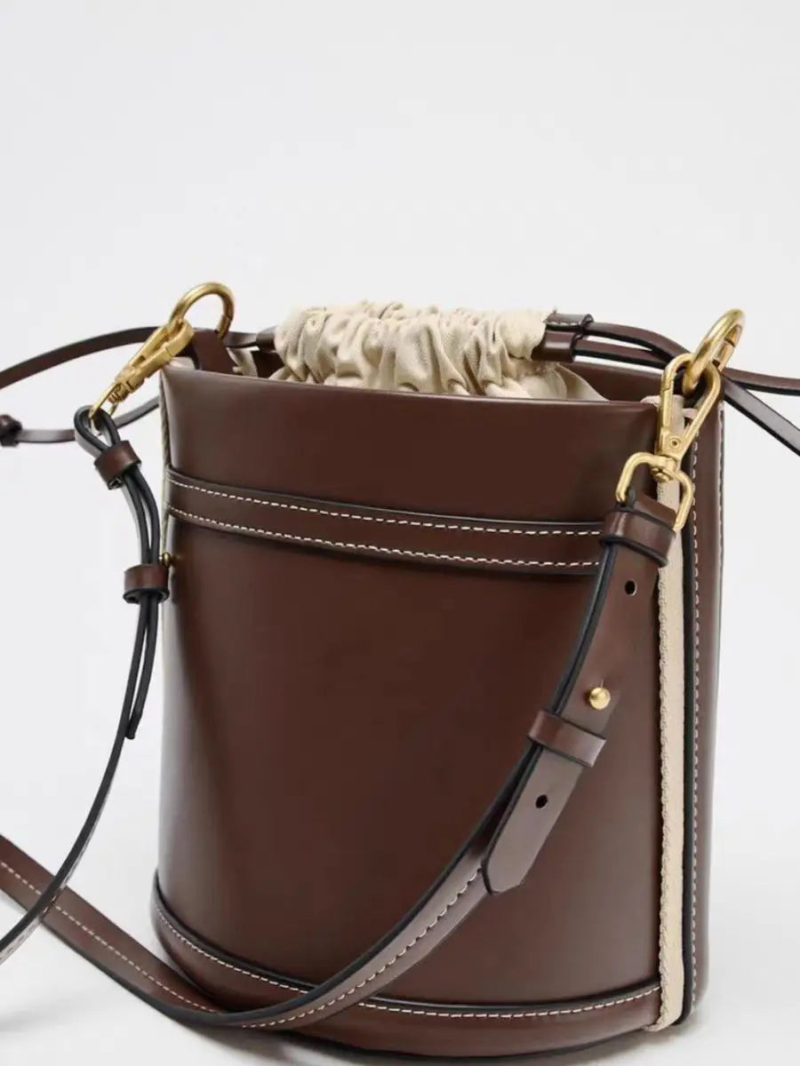 Elena Structured Leather Bucket Bag