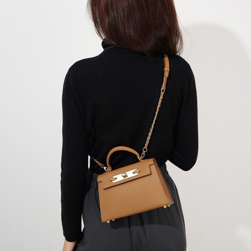 Women’s Mini Top Grain Leather Chain Top Handle Bag