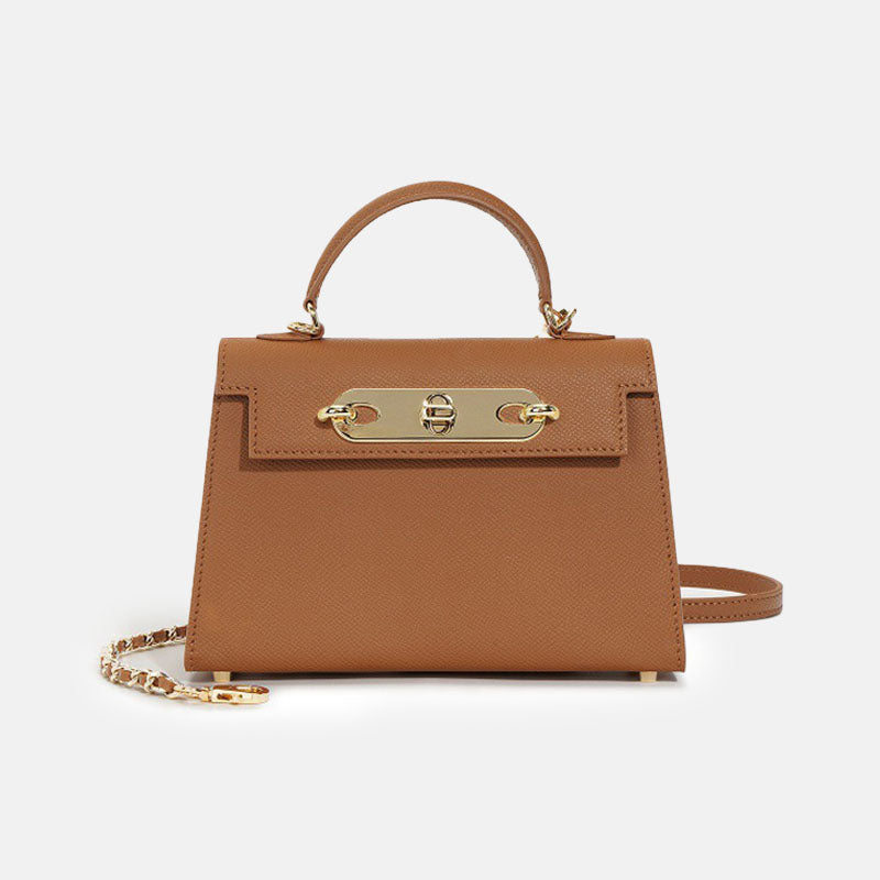 Women’s Mini Top Grain Leather Chain Top Handle Bag