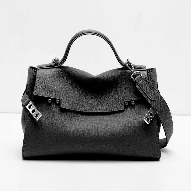Camel Leather Handbag – Minimalist Elegance with Modern Details