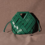 Vintage Woven Leather Triangle Handle Bag