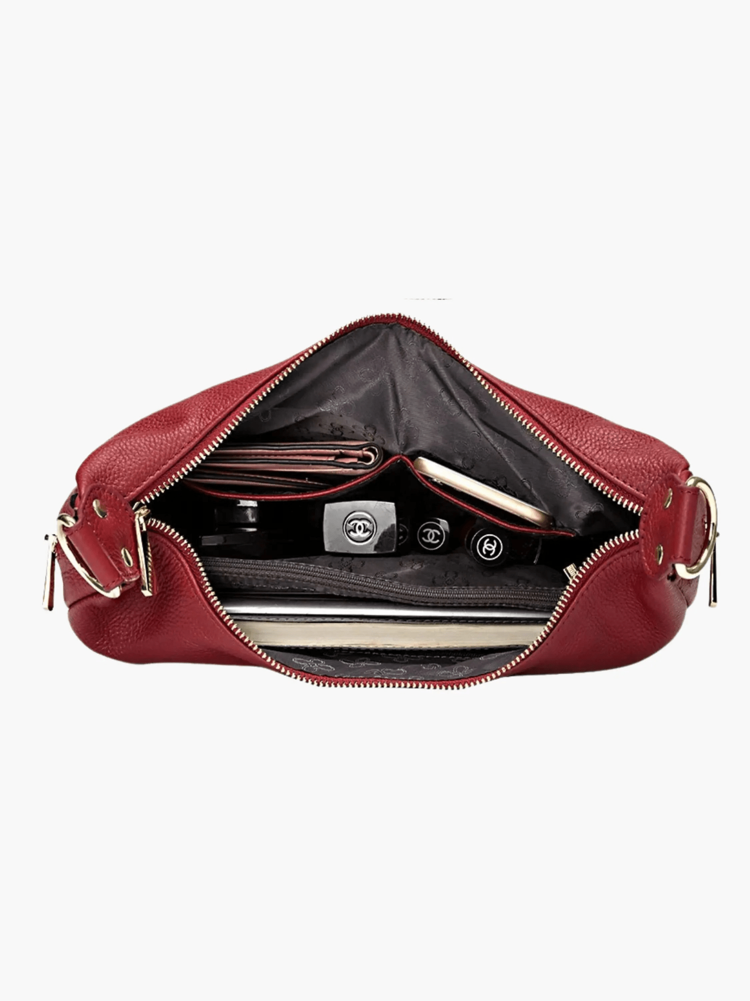 Valeria | Red Leather Hobo Bag – Bold & Functional