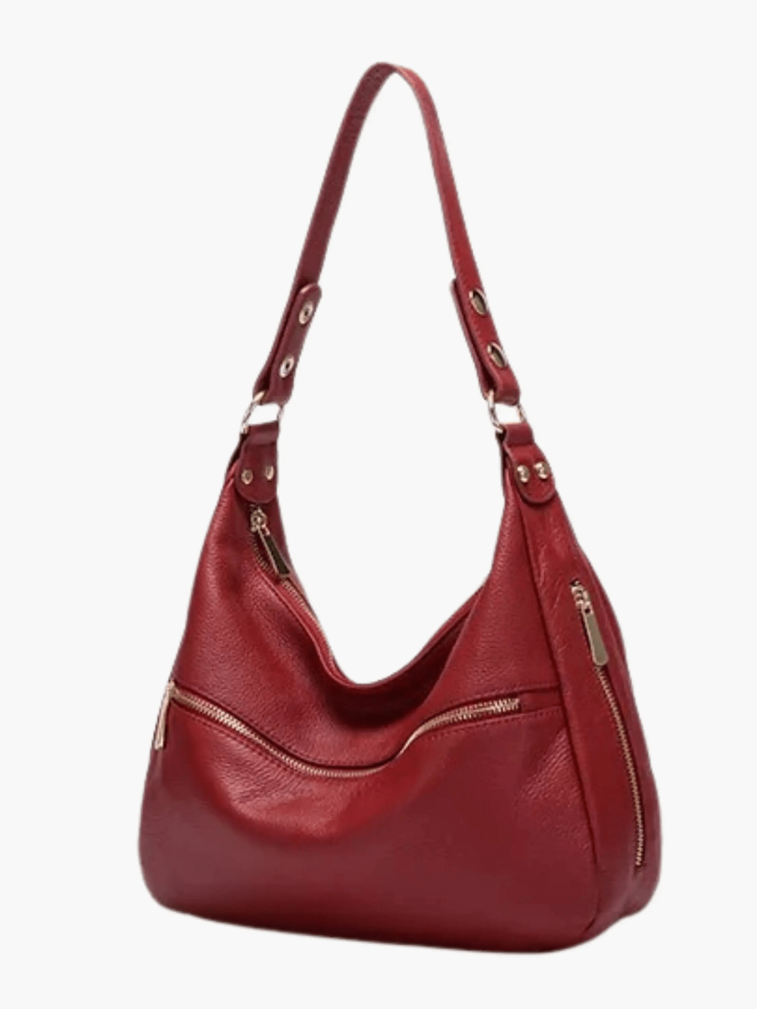 Valeria | Red Leather Hobo Bag – Bold & Functional