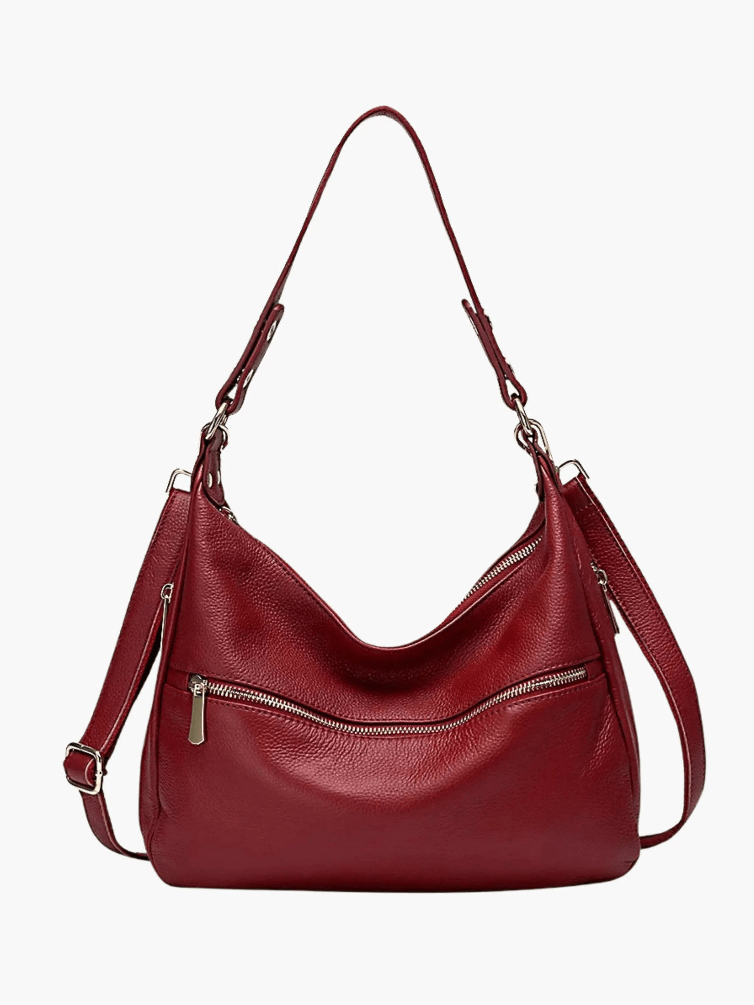 Valeria | Red Leather Hobo Bag – Bold & Functional