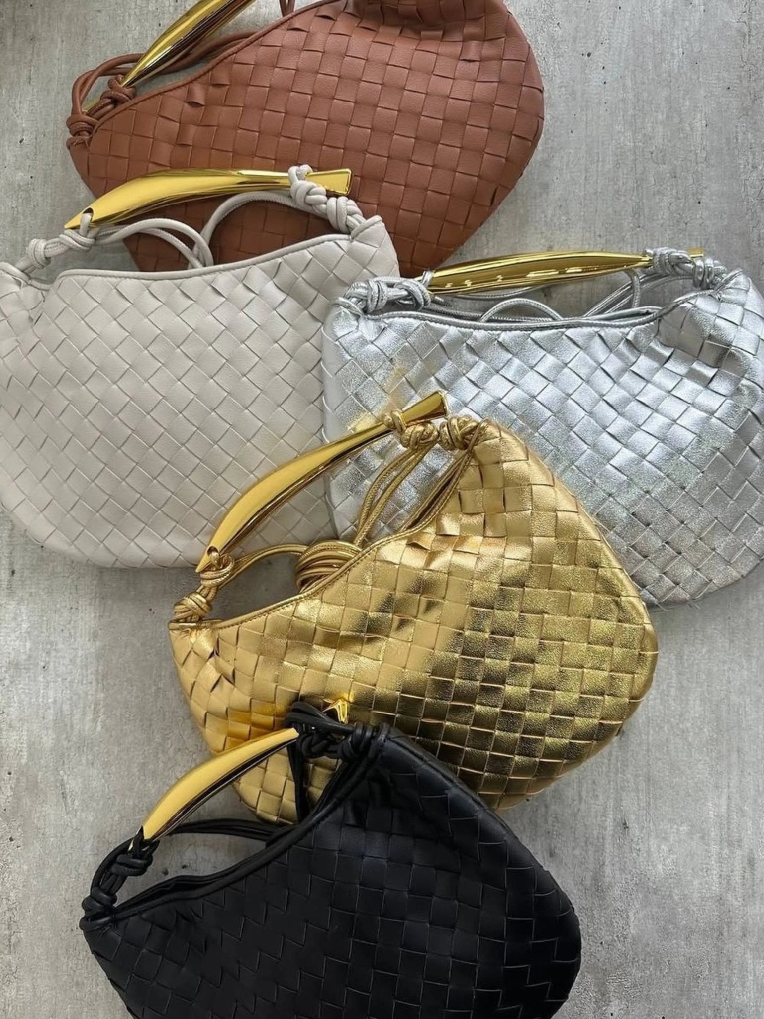 Alexandra – Woven Leather Bag with Sculptural Handle