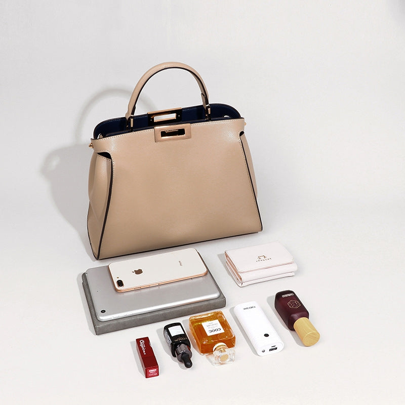 Isabella White Leather Top Handle Bag