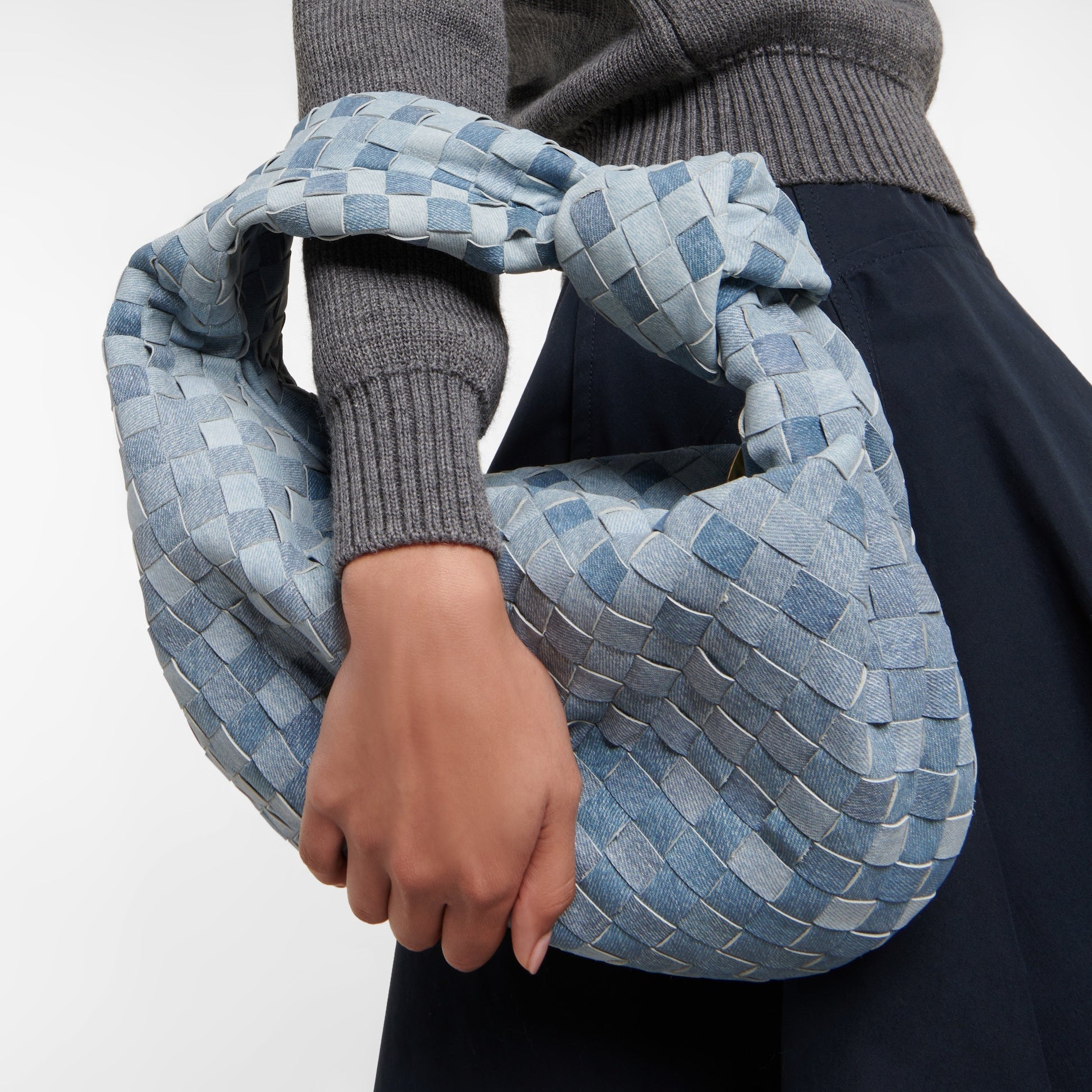 Denim Woven Shoulder Bag