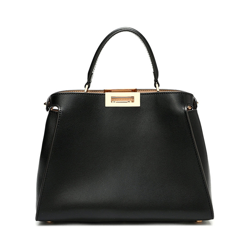 Sophia Classic Black Leather Satchel