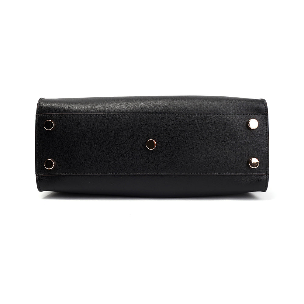 Sophia Classic Black Leather Satchel