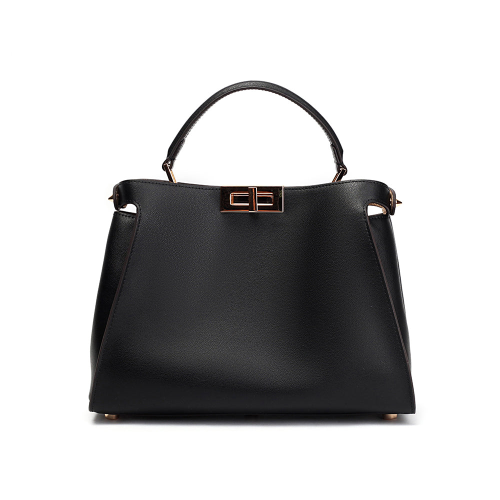 Sophia Classic Black Leather Satchel