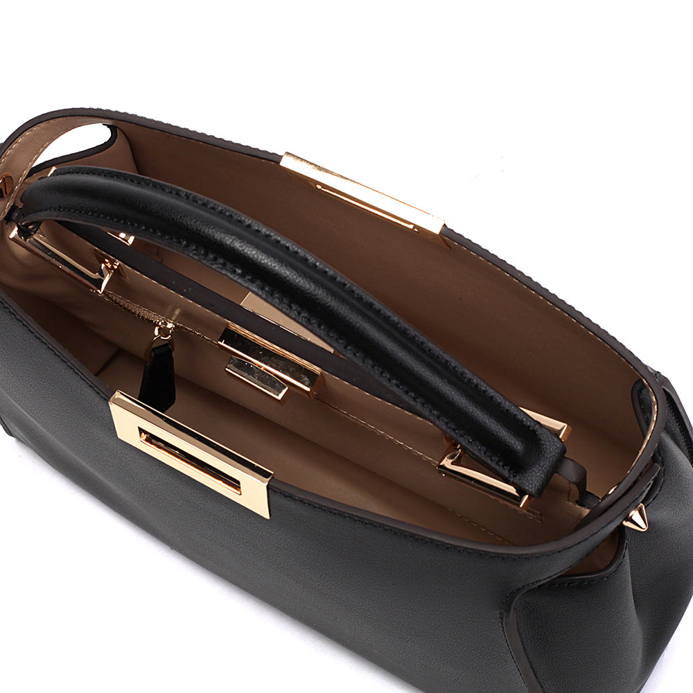 Sophia Classic Black Leather Satchel