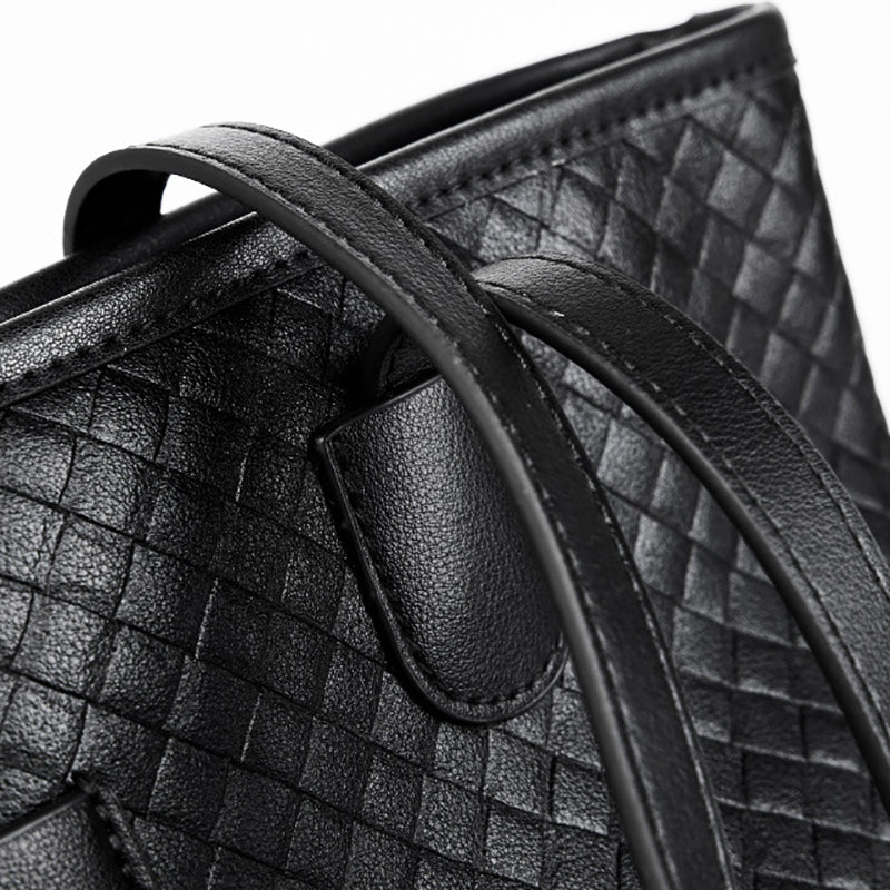 Isabella Black Woven Leather Tote
