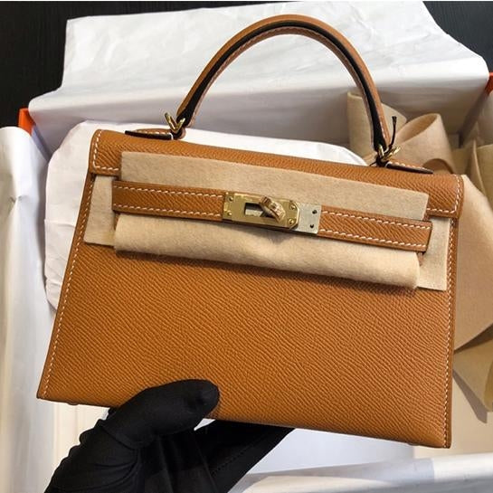 Aurora – Black Mini Top-Handle Leather Bag with Gold Hardware