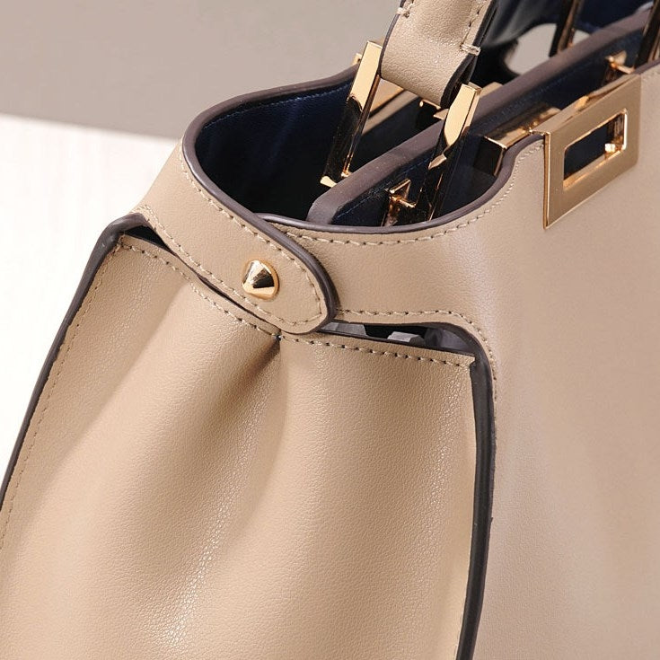 Isabella White Leather Top Handle Bag