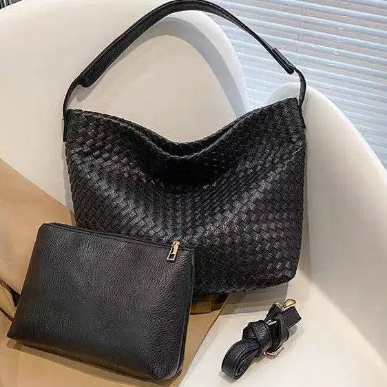 Black Woven Shoulder Bag – Effortless Elegance with Modern Design