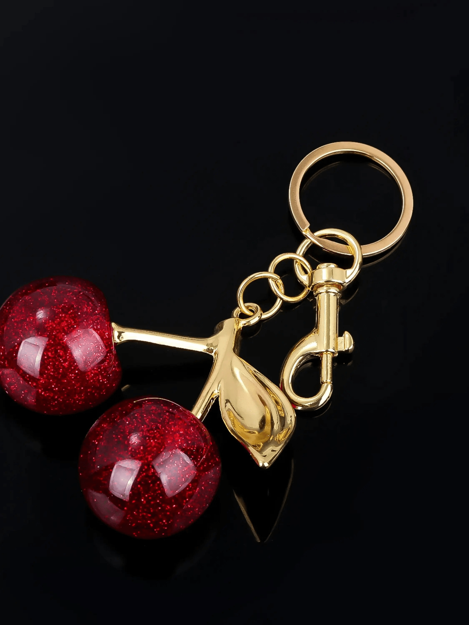 Cherry Luxe Keychain – Sparkling Red Elegance