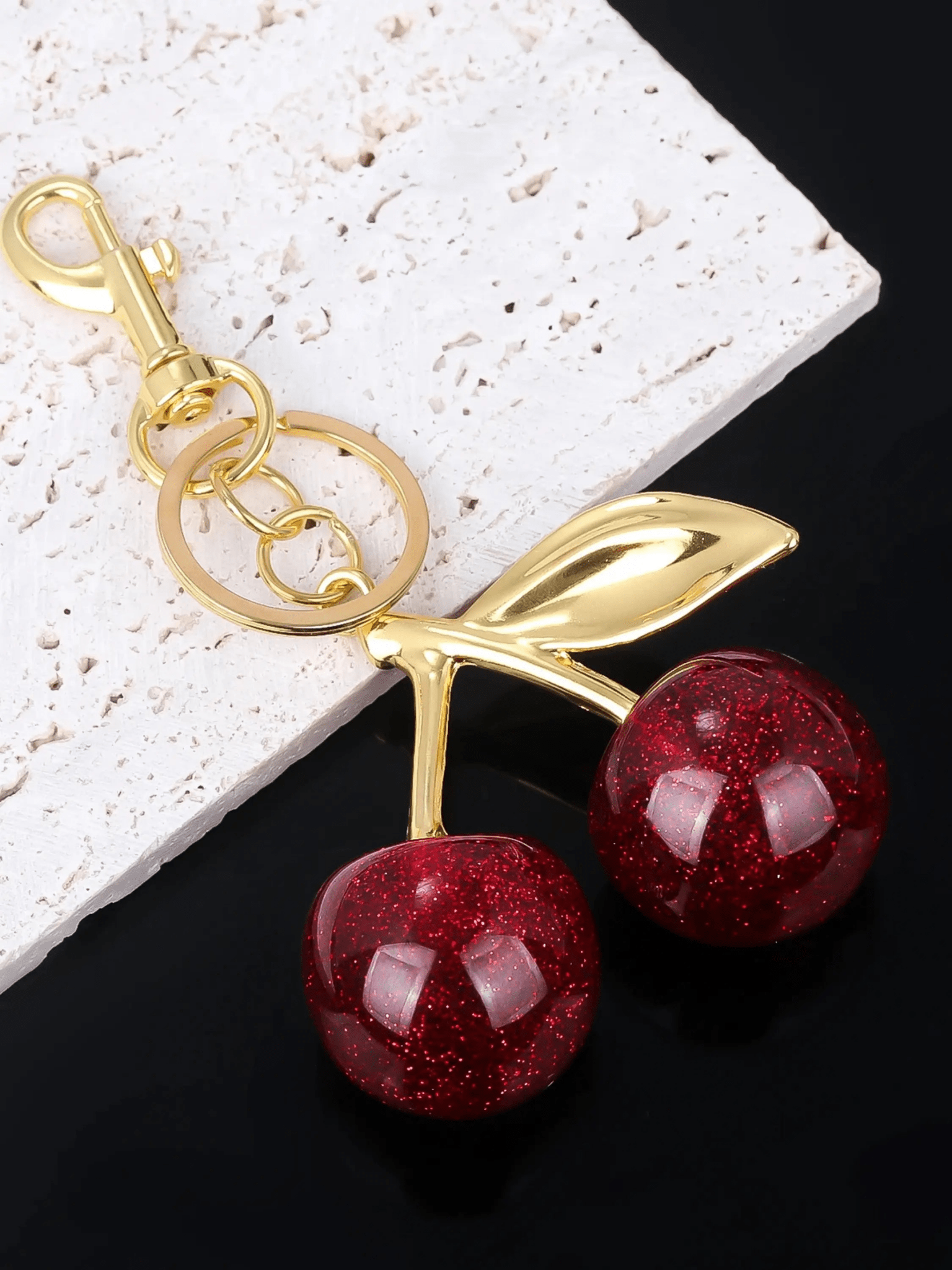 Cherry Luxe Keychain – Sparkling Red Elegance