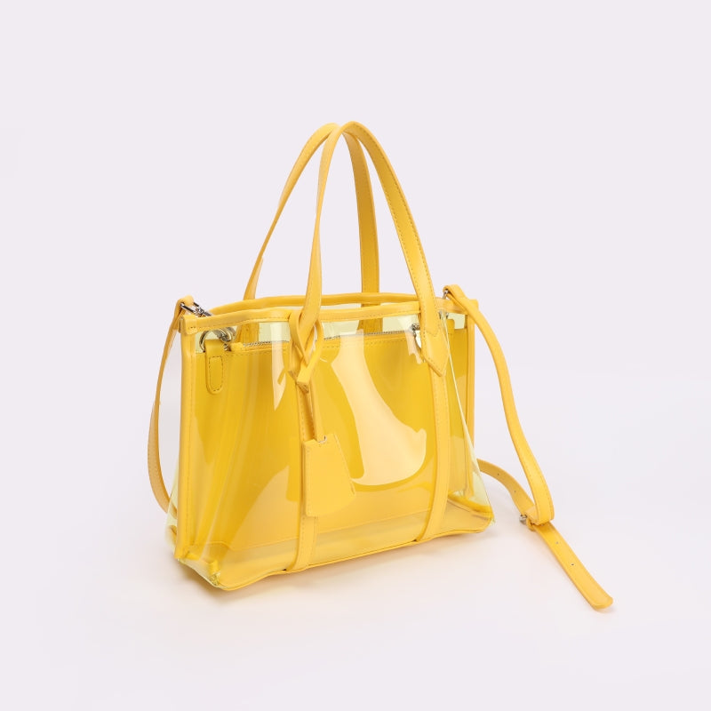 Bella | Black Patent Transparent Tote Bag – Modern & Trendy