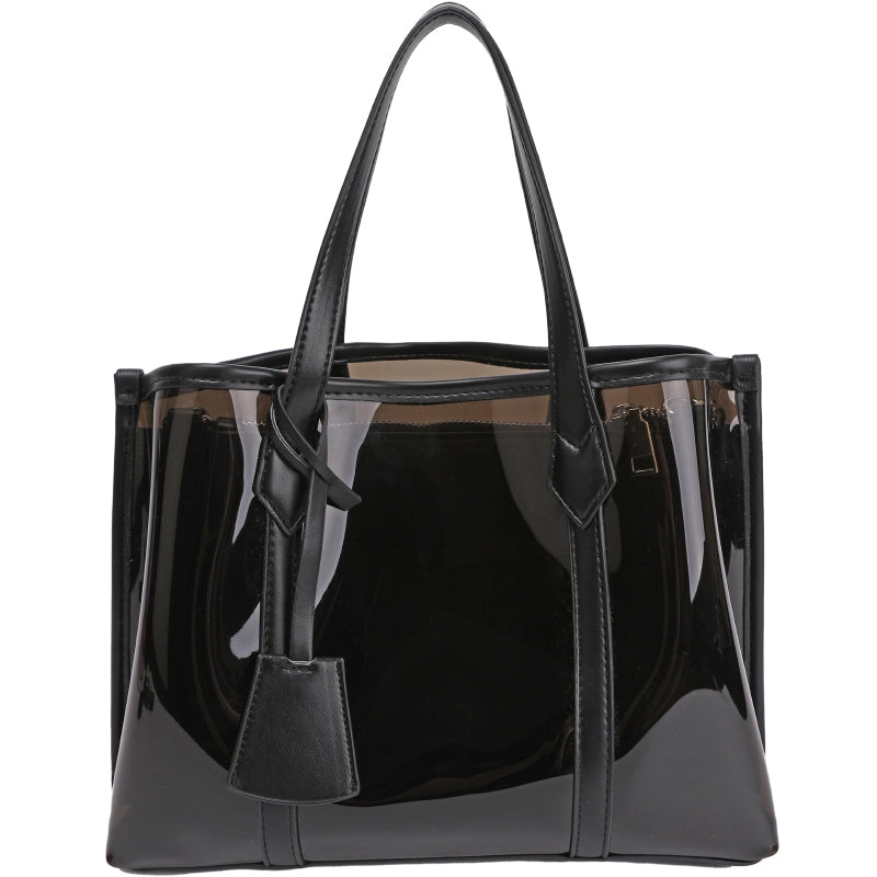 Bella | Black Patent Transparent Tote Bag – Modern & Trendy