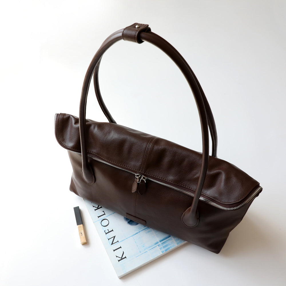 Clara Coffee Brown Leather Tote