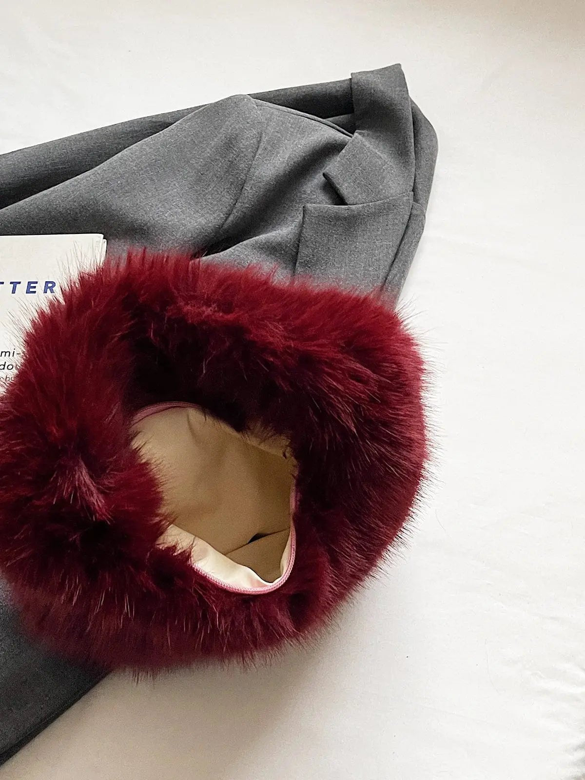 Amara Faux Fur Handbag in Burgundy