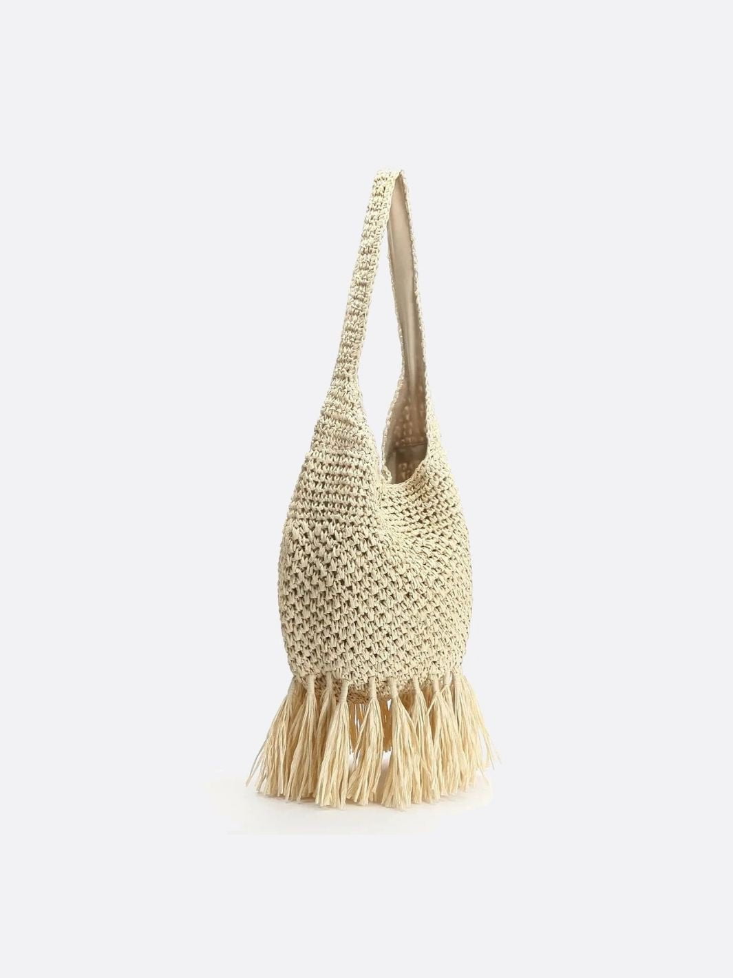 Boho Fringe Straw Shoulder Bag