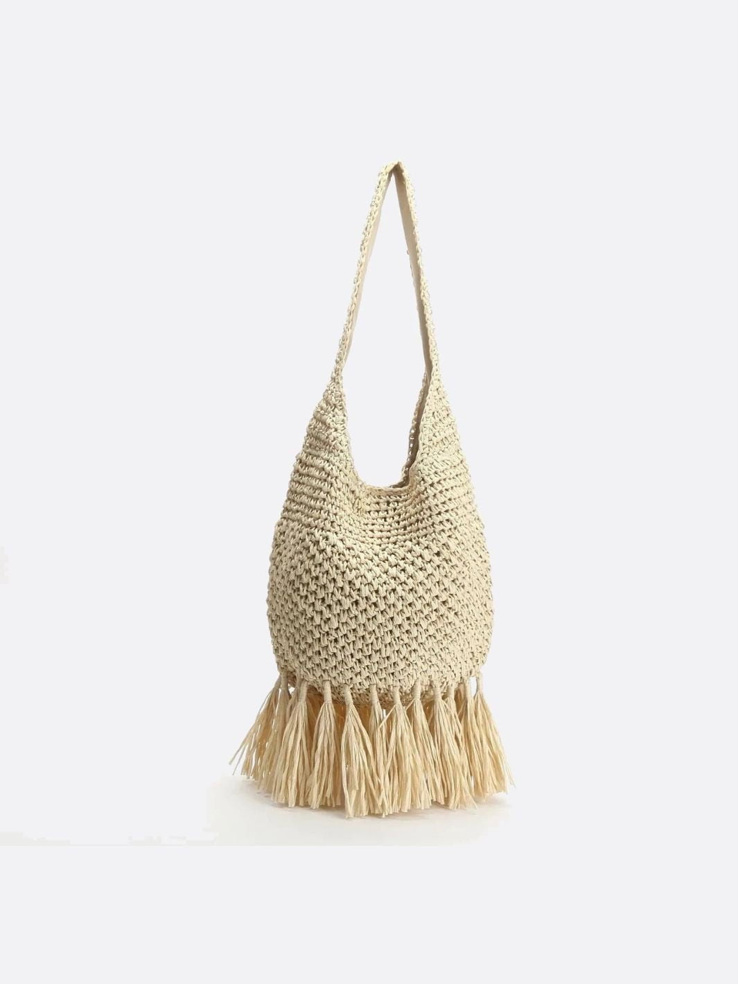 Boho Fringe Straw Shoulder Bag