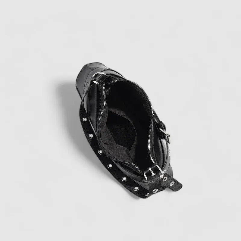 Frances Edgy Buckle Shoulder Bag – Bold Black Statement