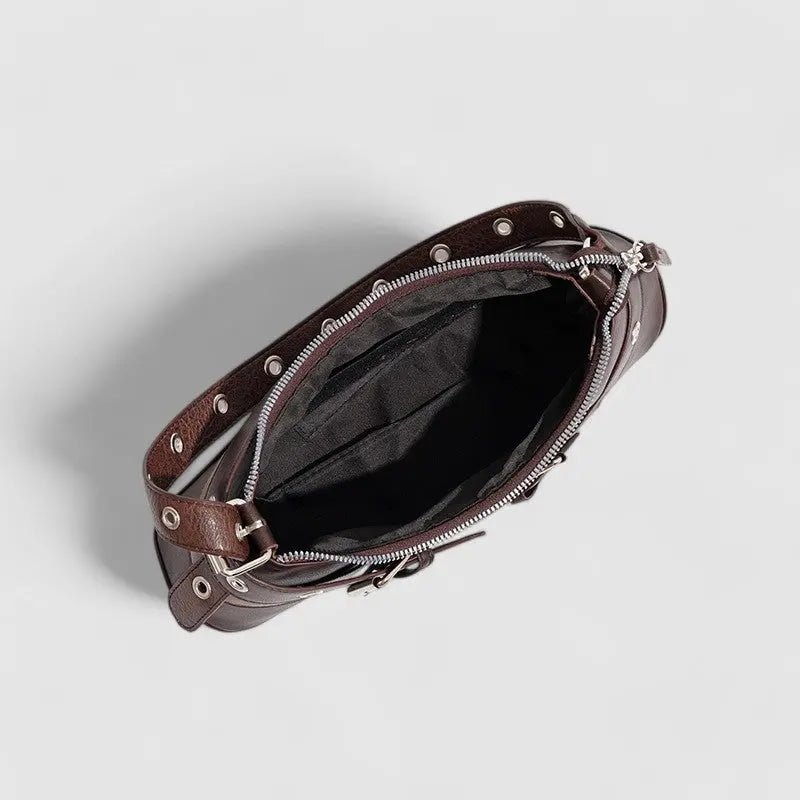 Frances Edgy Buckle Shoulder Bag – Bold Black Statement